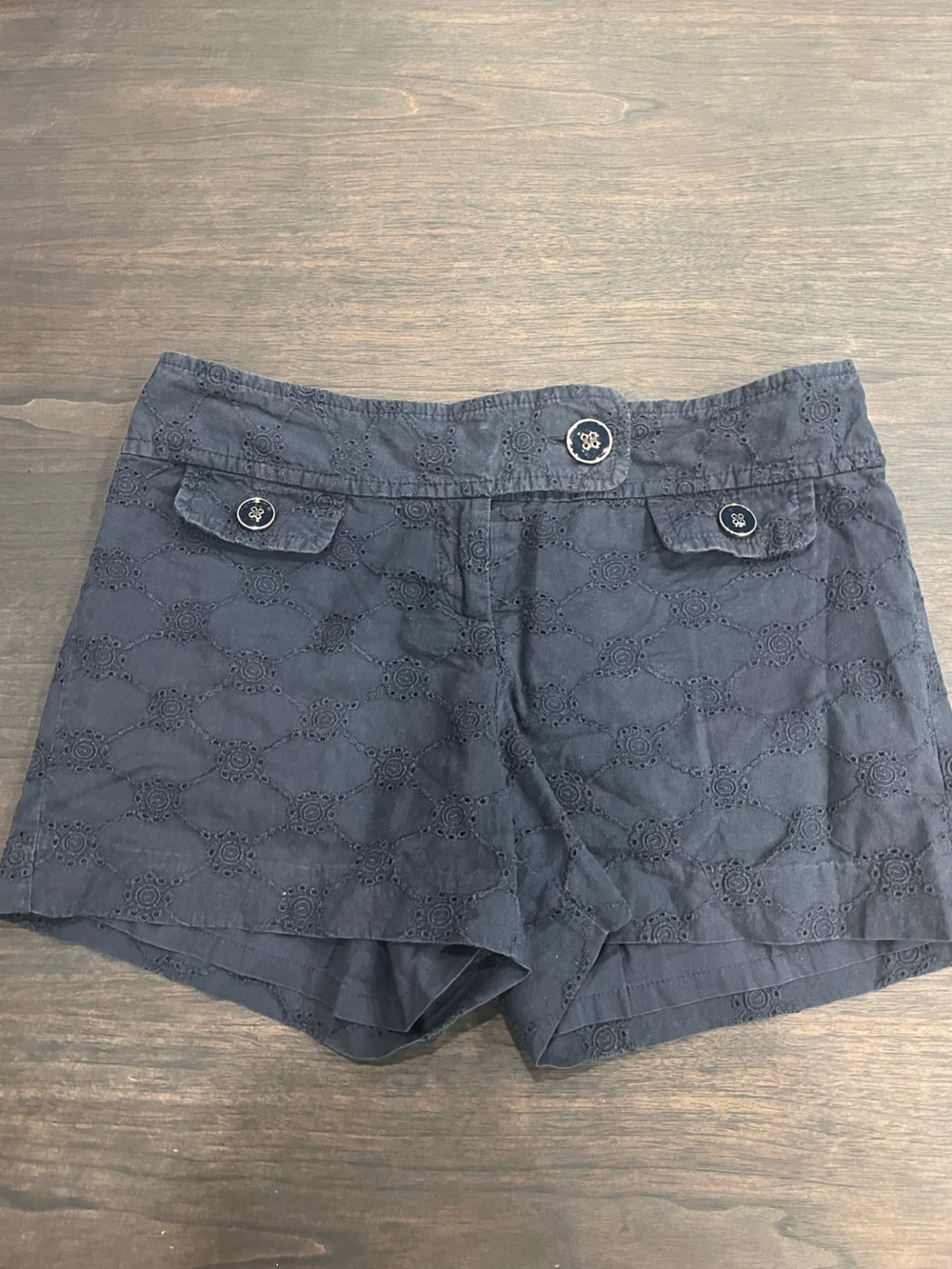 LOFT Navy Eyelet Shorts size 4